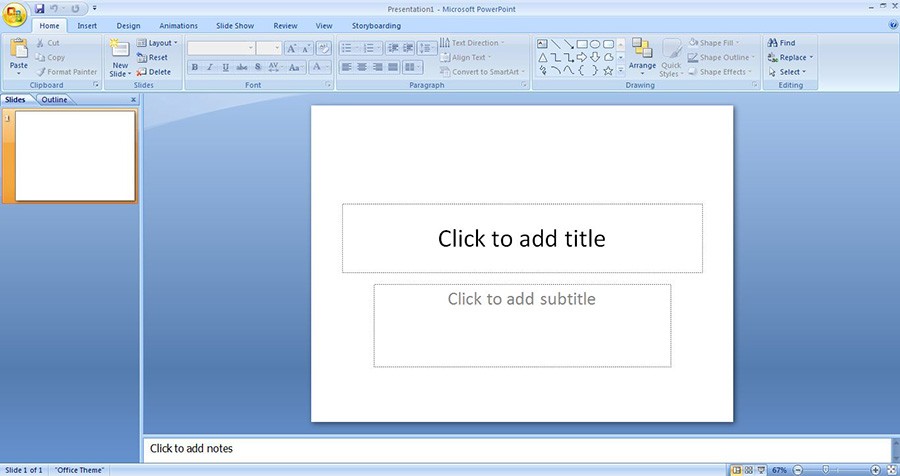 Open a blank PowerPoint presentation