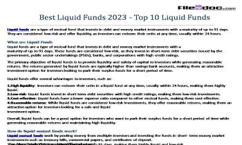 Best Liquid Funds 2023-Top 10 Liquid Funds Ppt Presentation