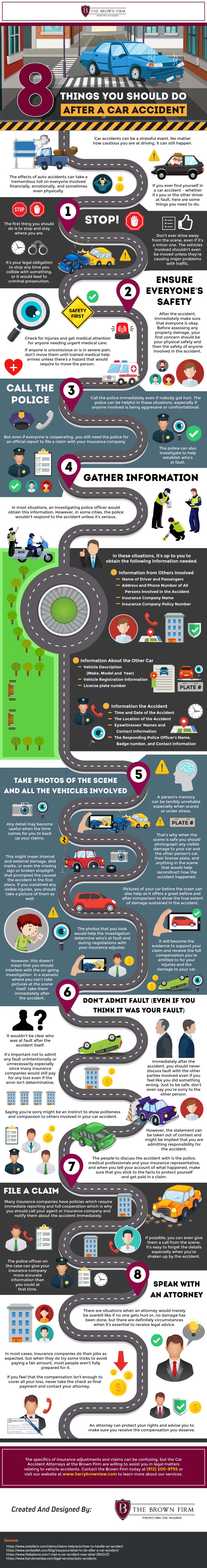 Infographic on 8 Things You Should Do After A Car Accident by The Brown Firm
