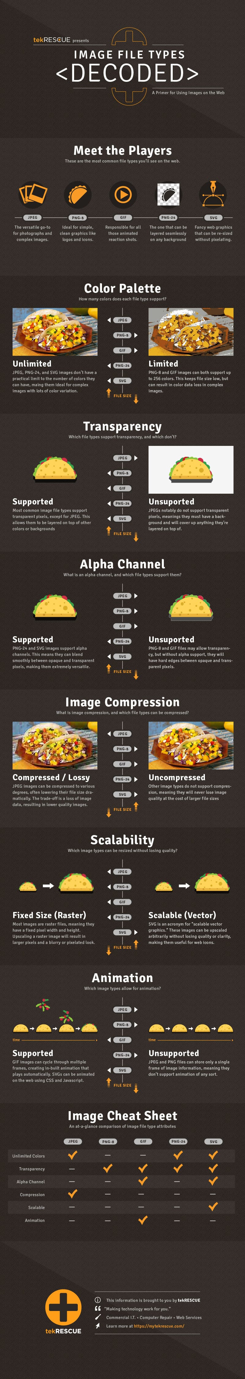 Infographic on Image File Types Decoded by tekRESCUE