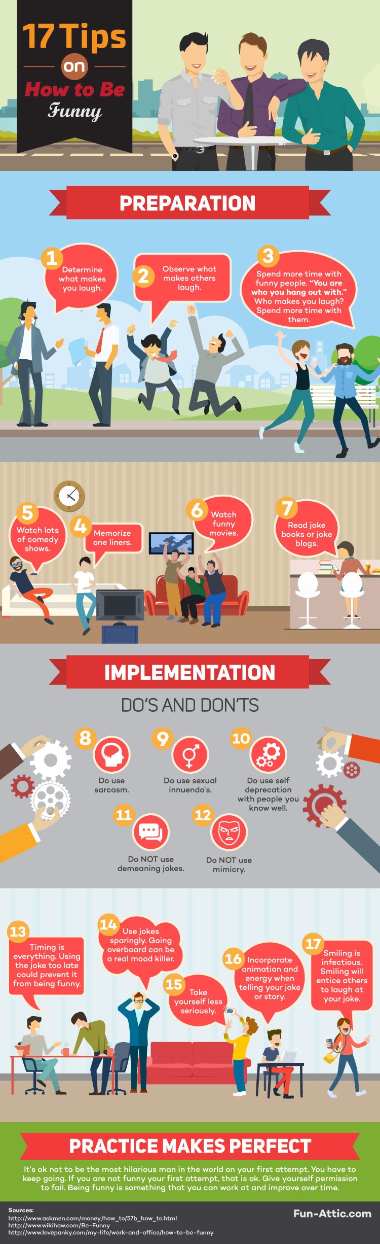 Infographic on 17 Tips on How to Be Funny by Fun-Attic Sports and Toys