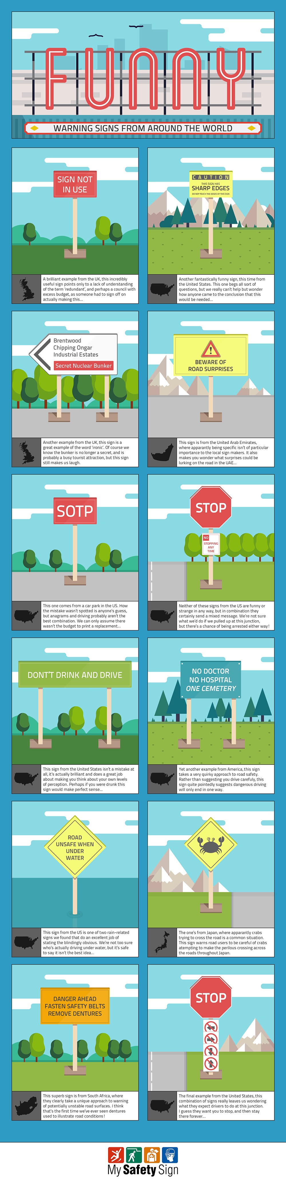 Infographic on Funny Safety Signs From Around The World by Mysafetysign
