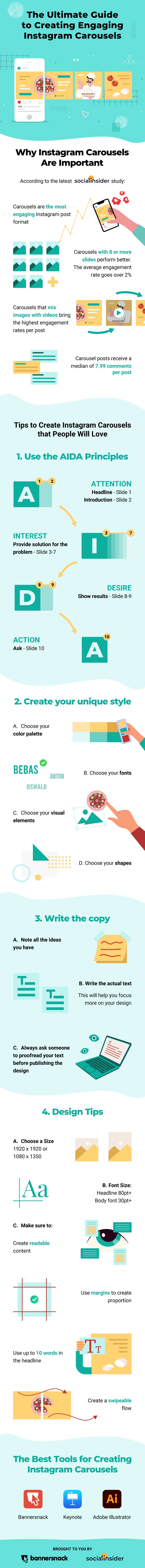 Infographic On The Ultimate Guide to Creating Engaging Instagram Carousels by Bannersnack