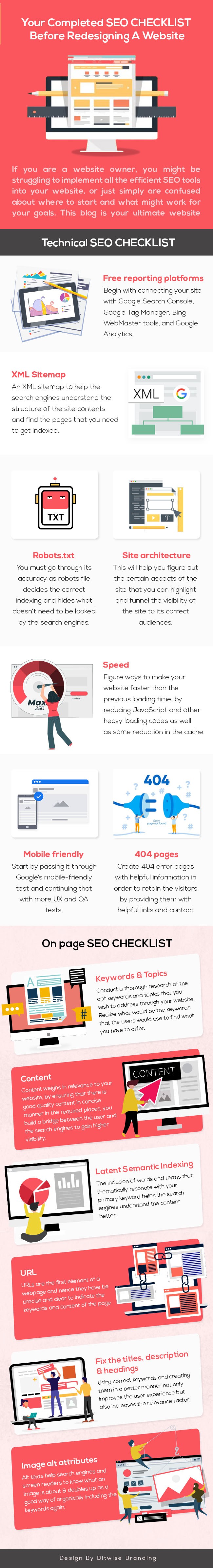 Infographic on Your Completed SEO Checklist Before Redesigning A Website by BitWise Branding