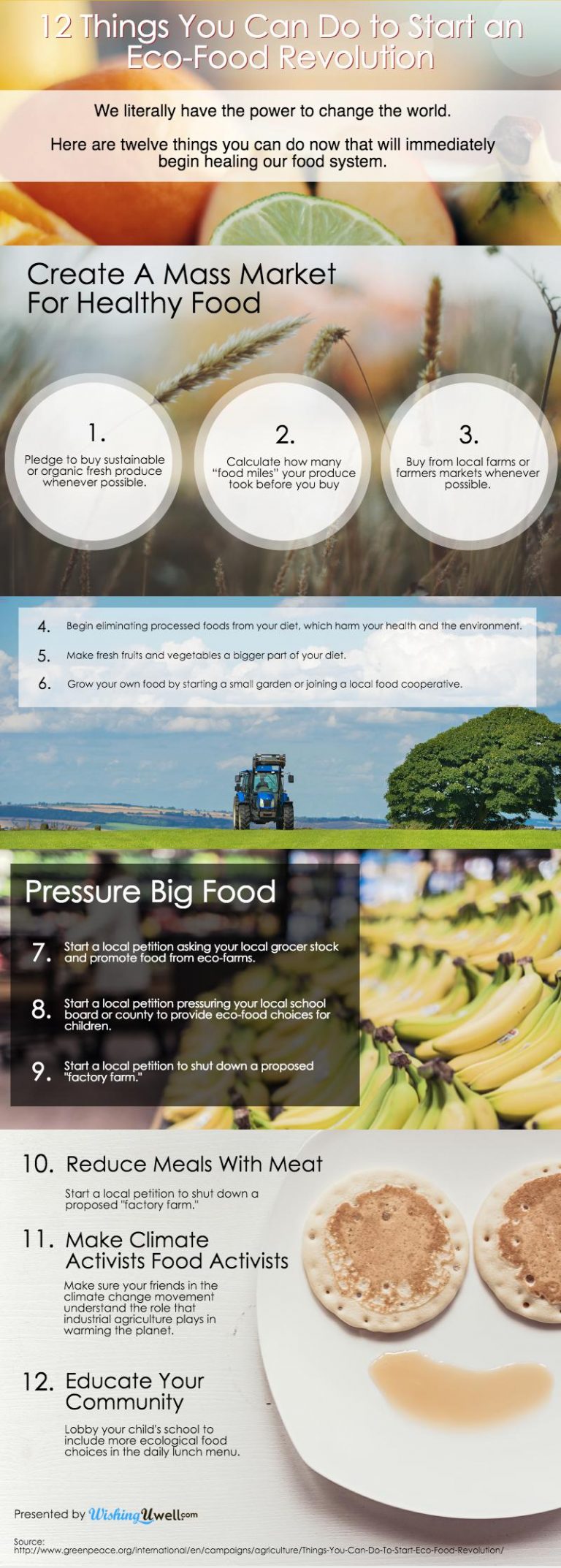 Infographic on 12 Things You Can Do to Start an Eco-Food Revolution by WishingUWell