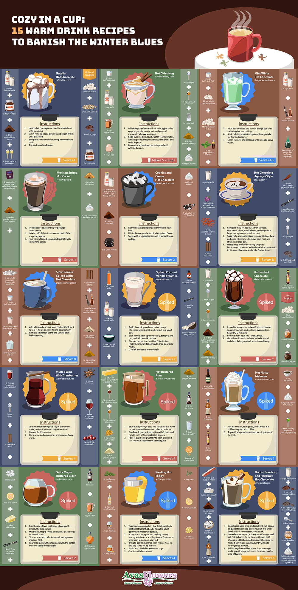 Infographic on Cozy in a Cup - 15 Warm Drink Recipes to Banish the Winter Blues by Avasflowers