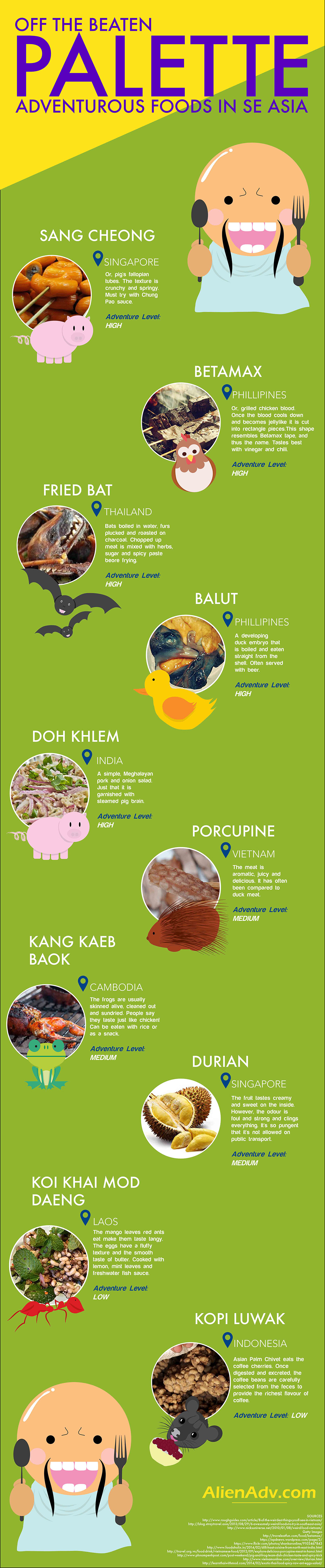Infographic on Off the Beaten Palette - Adventurous Food in SE Asia by AlienAdv