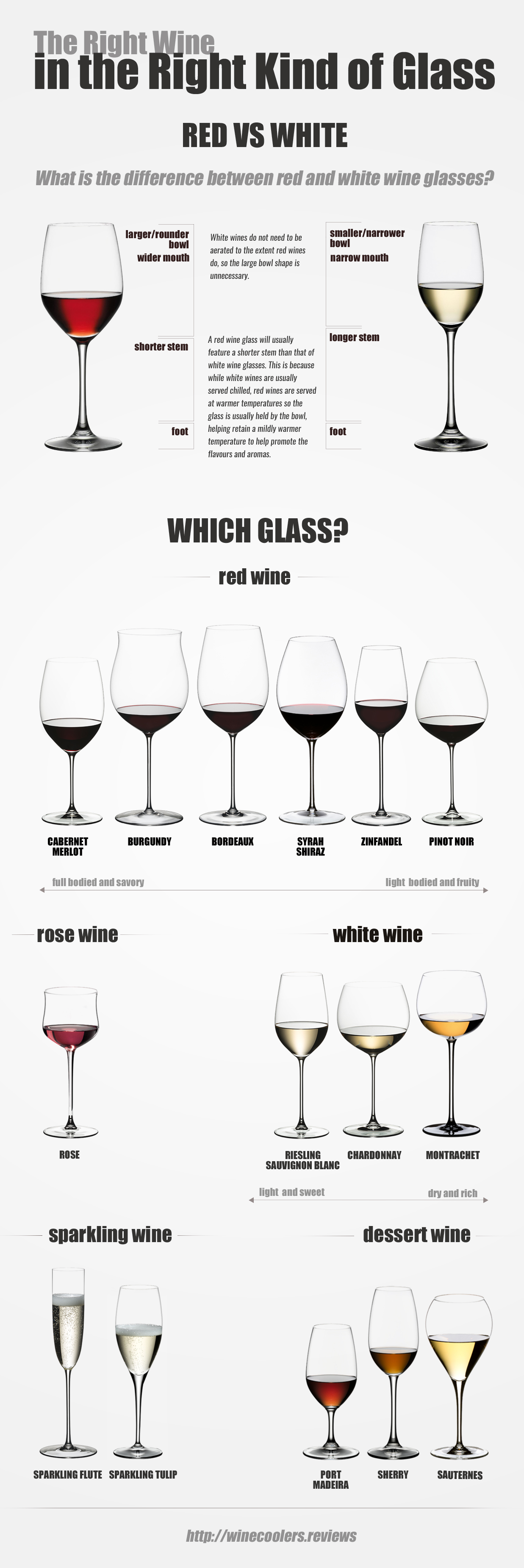 Infographic on The Right Wine in the Right Kind of Glass by Wine Coolers Reviews