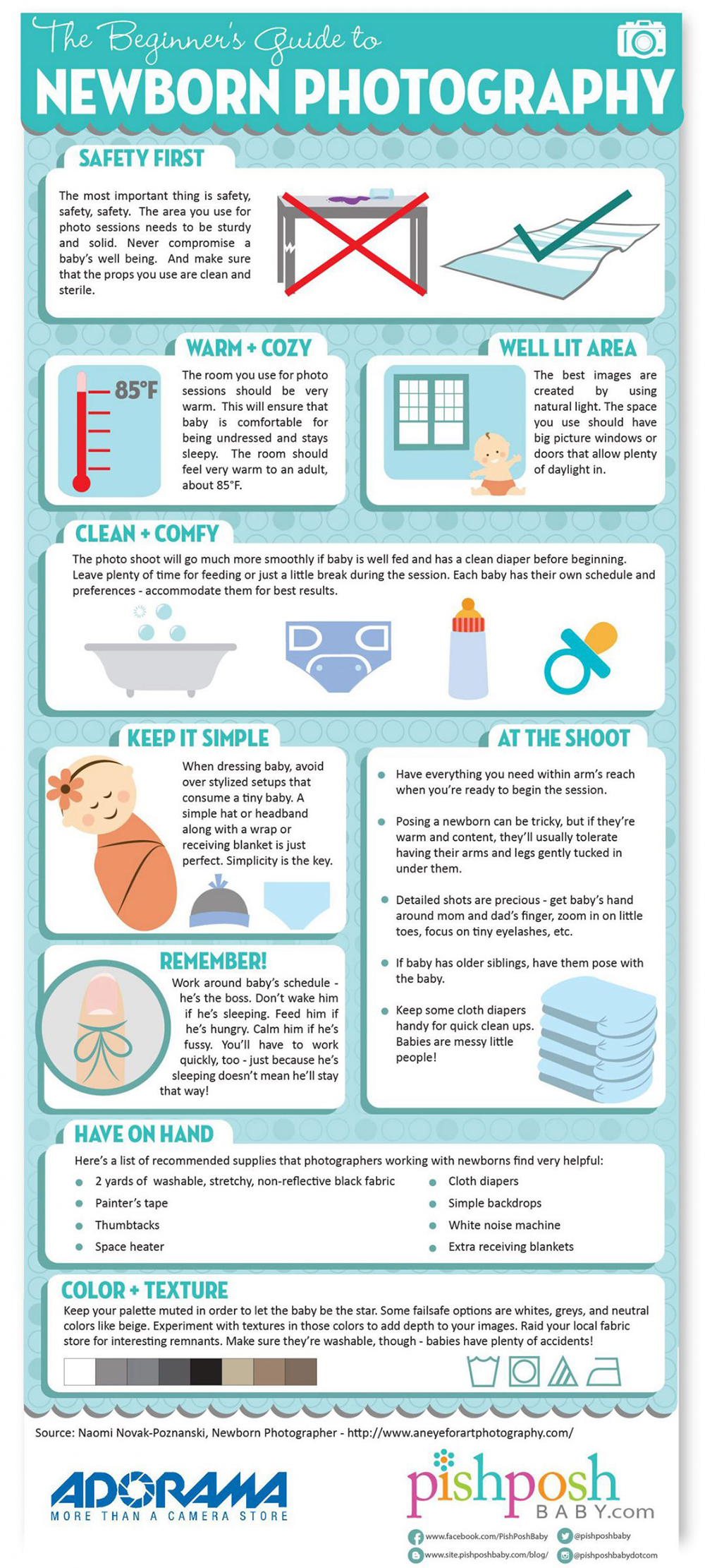 Infographic on The Beginners Guide to Newborn Photography by Adorama Camera