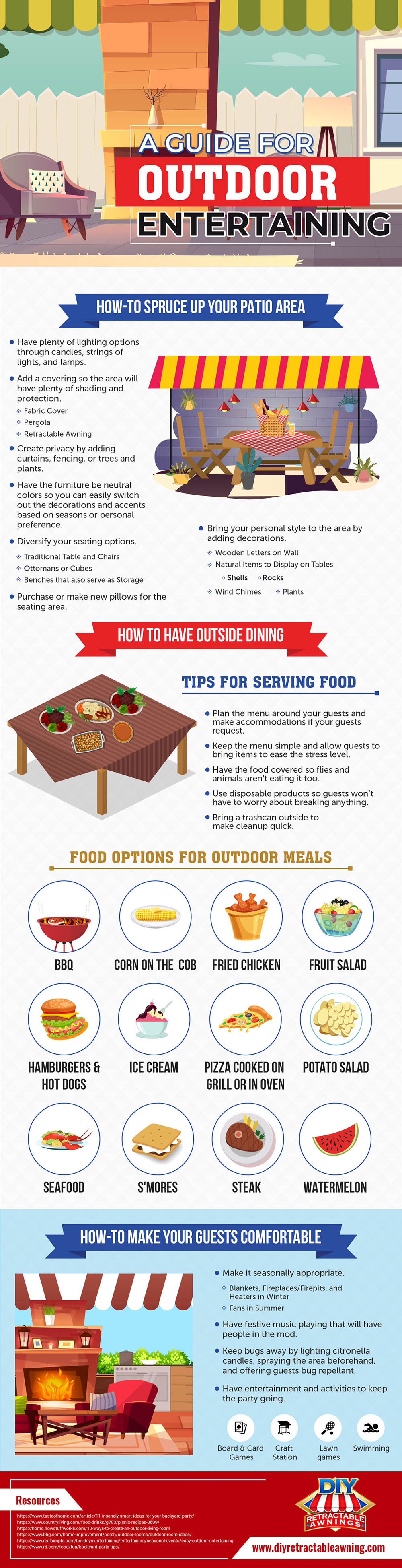 Infographic on A Guide For Outdoor Entertaining by DIY Retractable Awnings