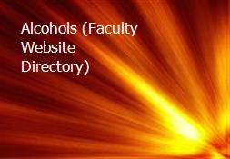 Alcohols (Faculty Website Directory) Powerpoint Presentation