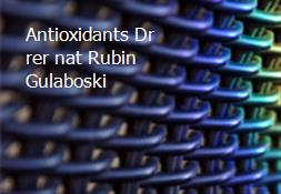 Antioxidants Dr rer nat Rubin Gulaboski Powerpoint Presentation