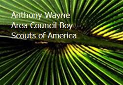 Anthony Wayne Area Council Boy Scouts of America Powerpoint Presentation