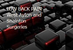 LOW BACK PAIN-West Ayton and Snainton Surgeries Powerpoint Presentation