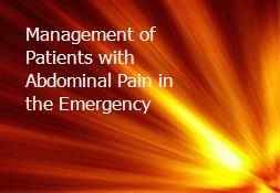 Management of Patients with Abdominal Pain in the Emergency Powerpoint Presentation