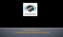 the Cricket Association for the Blind in India (CABI) PowerPoint Presentation