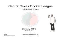 Central Texas Cricket League PowerPoint Presentation