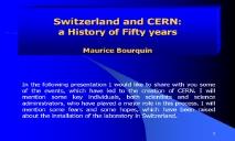 Switzerland and CERN a History of Fifty years PowerPoint Presentation