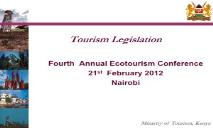 Tourism Legislation Eco Tourism Kenya PowerPoint Presentation