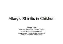 An Allergic Rhinitis in Children PowerPoint Presentation
