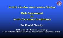 Risk Assessment in Acute Coronary Syndromes PowerPoint Presentation
