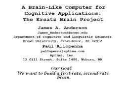 A Brain-Like Computer for Cognitive Applications PowerPoint Presentation