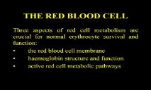 THE RED BLOOD CELL PowerPoint Presentation