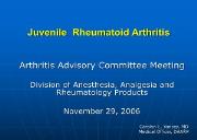 Juvenile Rheumatoid Arthritis Powerpoint Presentation