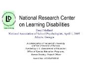 National Research Center on Learning Disabilities Powerpoint Presentation