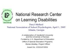 National Research Center on Learning Disabilities PowerPoint Presentation