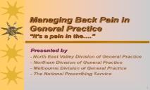 Managing Back Pain in General Practice PowerPoint Presentation