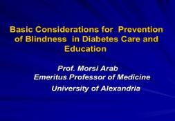 Basic Considerations for Prevention of Blindness in Diabetes Care PowerPoint Presentation