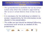 Caring for Students with Life-Threatening Allergies Powerpoint Presentation