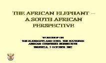 THE AFRICAN ELEPHANT IN SOUTH AFRICA PowerPoint Presentation