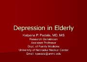 Depression in the Elderly - UNMC Powerpoint Presentation