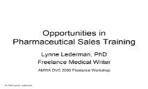 Opportunities in Pharmaceutical Sales Training PowerPoint Presentation