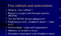 Free radicals and antioxidants PowerPoint Presentation