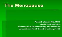 Menopause Welcome UNC School of Medicine PowerPoint Presentation
