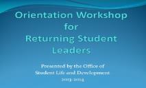 Orientation and Event Planning Workshop for Experienced Event PowerPoint Presentation