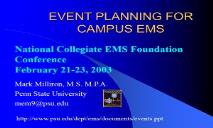 EVENT PLANNING FOR CAMPUS EMS PowerPoint Presentation