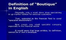Definition of Boutique in English PowerPoint Presentation