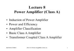 Power Amplifier Class A City University of Hong Kong PowerPoint Presentation