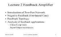 Feedback Amplifiers Department of EE  PowerPoint Presentation