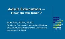 Adult Education BC Cancer Agency PowerPoint Presentation