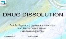 DISSOLUTION (Noyes Whitneys Dissolution rate law PowerPoint Presentation