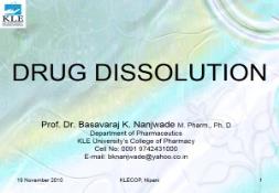 DISSOLUTION (Noyes Whitneys Dissolution rate law PowerPoint Presentation