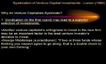 Syndication of Venture Capital Investments PowerPoint Presentation