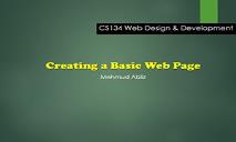 Creating a Basic Web Page PowerPoint Presentation