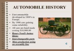 AUTOMOBILE HISTORY PowerPoint Presentation