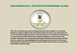 Keya Valley Resort – Best Hotel in Kumbhalgarh to Stay PowerPoint Presentation